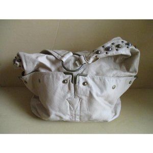 *Bueno Collection Pebbled Studded Beige Boho Faux Leather Satchel